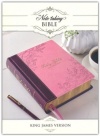 KJV Note Taking Bible Soft Leather Look, Pink/Brown Floral